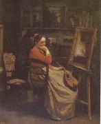 Jean Baptiste Camille  Corot The Studio (mk09) France oil painting artist